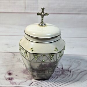 Faith Keepsake Box Cross Topped Religious Trinket Music‎ Box